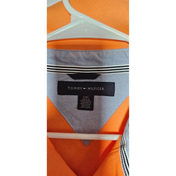 Tommy Hilfiger Polo Shirt Men’s Large Orange Short Sleeve Casual New Without Tag - Picture 2 of 3